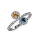 4 - Kevia Citrine and Blue Diamond with Side Diamonds Bypass Ring 