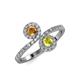 4 - Kevia Citrine and Yellow Diamond with Side Diamonds Bypass Ring 