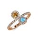 4 - Kevia Citrine and Blue Topaz with Side Diamonds Bypass Ring 