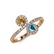 4 - Kevia Citrine and London Blue Topaz with Side Diamonds Bypass Ring 