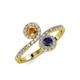 4 - Kevia Citrine and Blue Sapphire with Side Diamonds Bypass Ring 