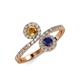4 - Kevia Citrine and Blue Sapphire with Side Diamonds Bypass Ring 