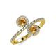 4 - Kevia Citrine with Side Diamonds Bypass Ring 