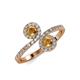 4 - Kevia Citrine with Side Diamonds Bypass Ring 