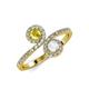 4 - Kevia Yellow and White Sapphire with Side Diamonds Bypass Ring 