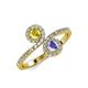 4 - Kevia Yellow Sapphire and Tanzanite with Side Diamonds Bypass Ring 