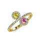 4 - Kevia Yellow and Pink Sapphire with Side Diamonds Bypass Ring 