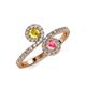 4 - Kevia Yellow Sapphire and Pink Tourmaline with Side Diamonds Bypass Ring 