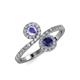 4 - Kevia Tanzanite and Blue Sapphire with Side Diamonds Bypass Ring 