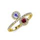 4 - Kevia Tanzanite and Ruby with Side Diamonds Bypass Ring 