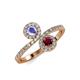 4 - Kevia Tanzanite and Ruby with Side Diamonds Bypass Ring 