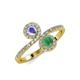 4 - Kevia Tanzanite and Emerald with Side Diamonds Bypass Ring 