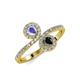 4 - Kevia Tanzanite and Black Diamond with Side Diamonds Bypass Ring 