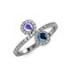 4 - Kevia Tanzanite and Blue Diamond with Side Diamonds Bypass Ring 