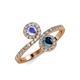 4 - Kevia Tanzanite and Blue Diamond with Side Diamonds Bypass Ring 