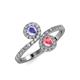 4 - Kevia Tanzanite and Pink Tourmaline with Side Diamonds Bypass Ring 