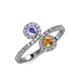 4 - Kevia Tanzanite and Citrine with Side Diamonds Bypass Ring 