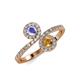 4 - Kevia Tanzanite and Citrine with Side Diamonds Bypass Ring 