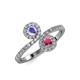 4 - Kevia Tanzanite and Rhodolite Garnet with Side Diamonds Bypass Ring 