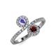 4 - Kevia Tanzanite and Red Garnet with Side Diamonds Bypass Ring 