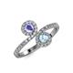 4 - Kevia Tanzanite and Aquamarine with Side Diamonds Bypass Ring 