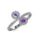 4 - Kevia Tanzanite and Amethyst with Side Diamonds Bypass Ring 
