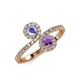 4 - Kevia Tanzanite and Amethyst with Side Diamonds Bypass Ring 