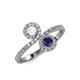 4 - Kevia White and Blue Sapphire with Side Diamonds Bypass Ring 