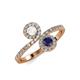 4 - Kevia White and Blue Sapphire with Side Diamonds Bypass Ring 