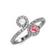 4 - Kevia White Sapphire and Pink Tourmaline with Side Diamonds Bypass Ring 