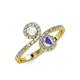 4 - Kevia White Sapphire and Tanzanite with Side Diamonds Bypass Ring 