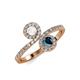 4 - Kevia White Sapphire and Blue Diamond with Side Diamonds Bypass Ring 