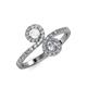 4 - Kevia White Sapphire and Diamond with Side Diamonds Bypass Ring 