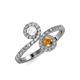 4 - Kevia White Sapphire and Citrine with Side Diamonds Bypass Ring 