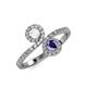 4 - Kevia White Sapphire and Iolite with Side Diamonds Bypass Ring 