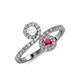 4 - Kevia White Sapphire and Rhodolite Garnet with Side Diamonds Bypass Ring 