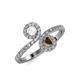 4 - Kevia White Sapphire and Smoky Quartz with Side Diamonds Bypass Ring 