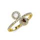 4 - Kevia White Sapphire and Smoky Quartz with Side Diamonds Bypass Ring 