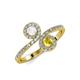 4 - Kevia White and Yellow Sapphire with Side Diamonds Bypass Ring 