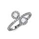 4 - Kevia White Sapphire with Side Diamonds Bypass Ring 