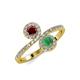 4 - Kevia Ruby and Emerald with Side Diamonds Bypass Ring 