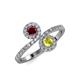 4 - Kevia Ruby and Yellow Diamond with Side Diamonds Bypass Ring 