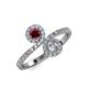 4 - Kevia Ruby and Diamond with Side Diamonds Bypass Ring 