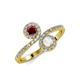 4 - Kevia Ruby and White Sapphire with Side Diamonds Bypass Ring 
