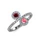 4 - Kevia Ruby and Pink Tourmaline with Side Diamonds Bypass Ring 