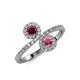 4 - Kevia Ruby and Rhodolite Garnet with Side Diamonds Bypass Ring 