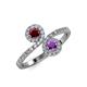 4 - Kevia Ruby and Amethyst with Side Diamonds Bypass Ring 