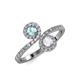 4 - Kevia Aquamarine and White Sapphire with Side Diamonds Bypass Ring 