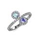 4 - Kevia Aquamarine and Tanzanite with Side Diamonds Bypass Ring 