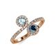 4 - Kevia Aquamarine and Blue Diamond with Side Diamonds Bypass Ring 